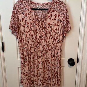 Maurice’s Pink Floral Long Tunic With Pockets